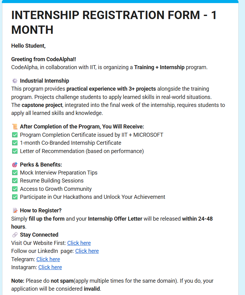 CodeAlpha - Training & Internship Offer